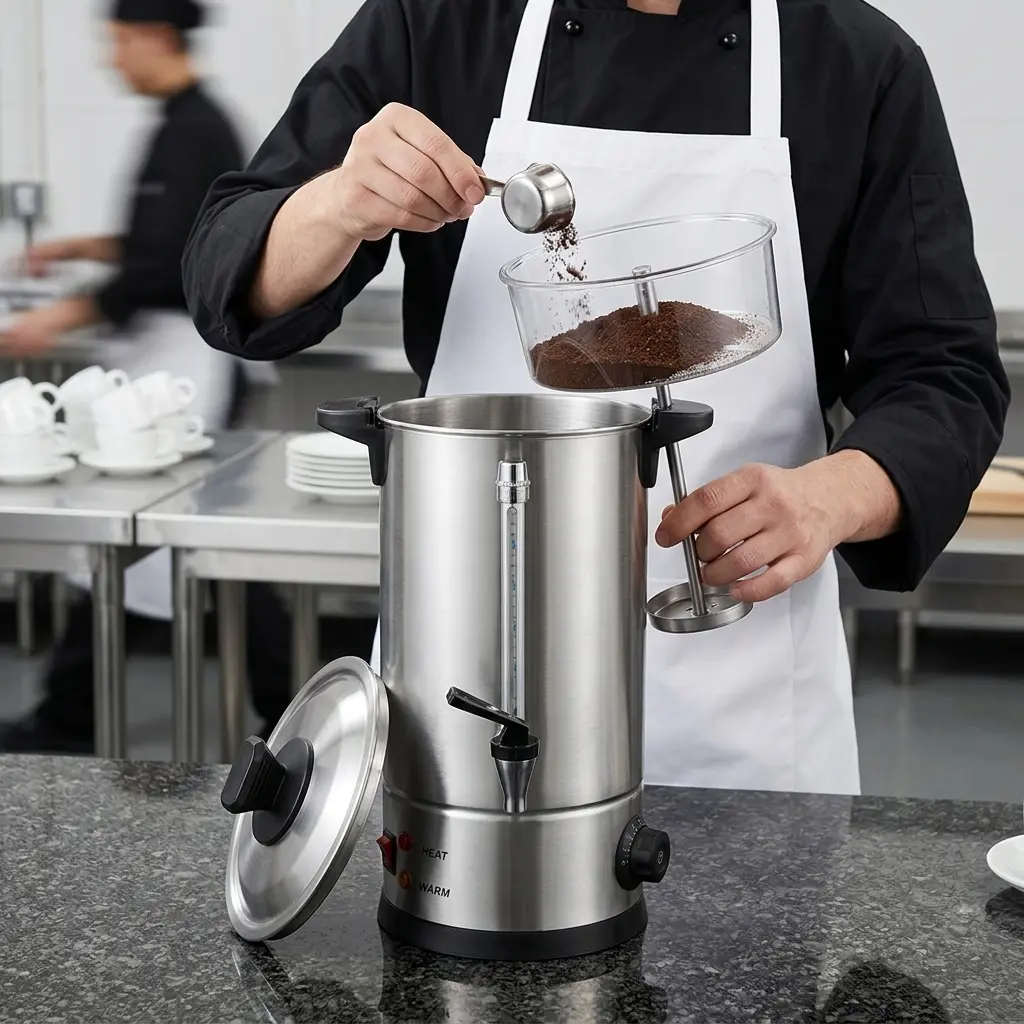 AI Generated Preparing the YY-8L Coffee Urn basket