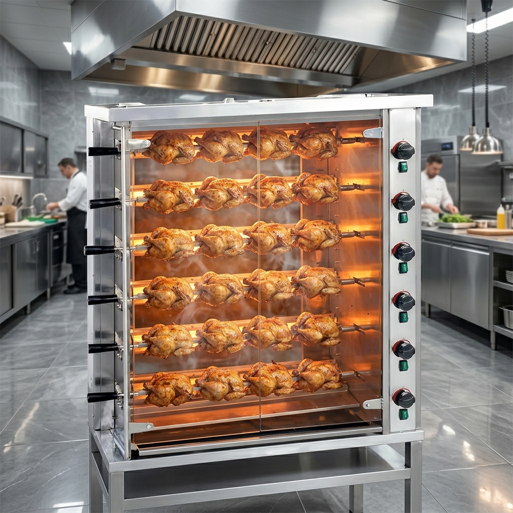 AI Generated 210-57 Gas Rotisserie Oven with Roasting Chickens