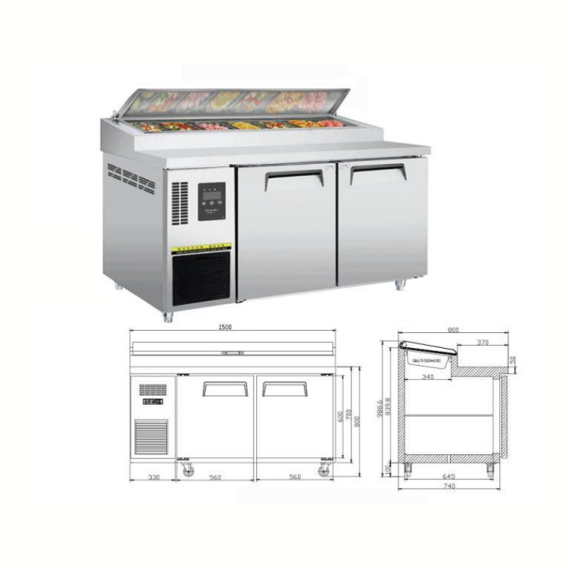 1.5M Glass Cover Pizza preptable