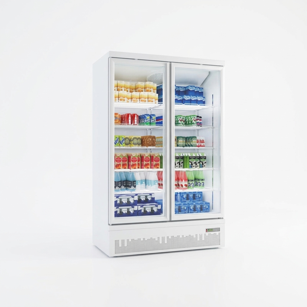 Heating double glass door display chiller