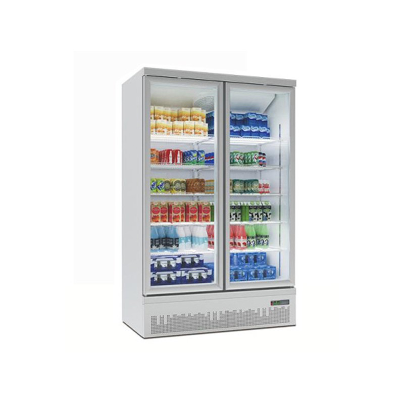 Heating double glass door display chiller