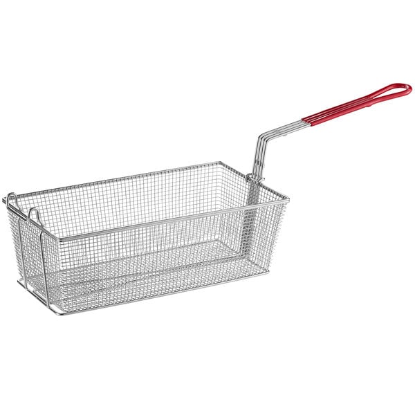 SS Square Fry Basket 29*21*13cm-Silicone Handle