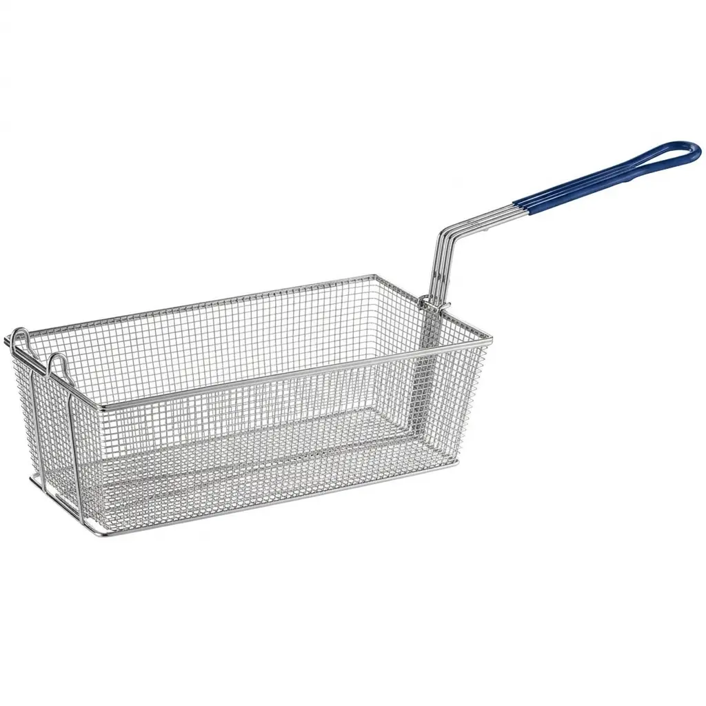 SS Square Fry Basket 31.5*23*15cm-Silicone Handle