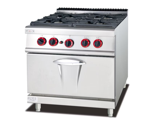 [4185] 210-53 SS 4 Burner Gas Stove With Oven
